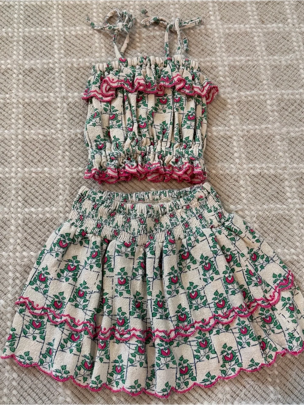 Bebe Organic Rosella Smocked Skirt Set